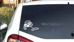 Toyota Peeing on Chevy – Vinyl Decal Sticker – Tacoma Tundra 4Runner – 6″ wide