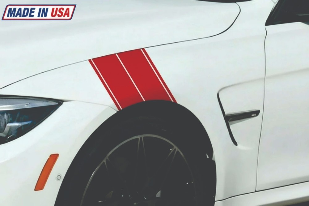2 Racing Hash Fender Stripe Vinyl Decals Stickers 1 Pair Universal Fit