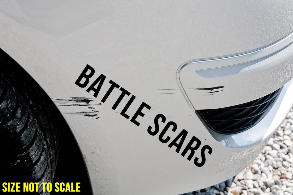 Battle Scars Sticker Decal Choose Size / Color! JDM Funny Drifting