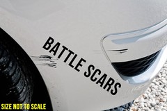 Battle Scars Sticker Decal Choose Size / Color! JDM Funny Drifting