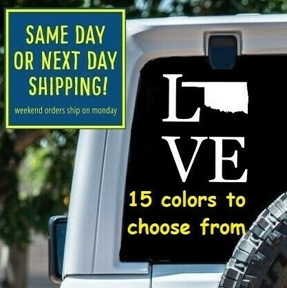 8 Sizes LOVE OKLAHOMA Car Window DECAL STICKER MacBook Laptop Tablet Gift
