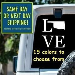 8 Sizes LOVE OKLAHOMA Car Window DECAL STICKER MacBook Laptop Tablet Gift