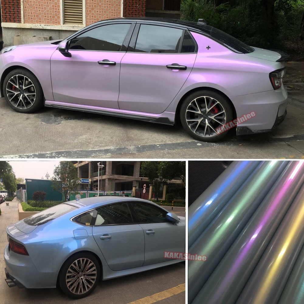 Flat Satin Pearl Glitter Metal Chameleon Chrome Car Vinyl Wrap Sticker Strips AB