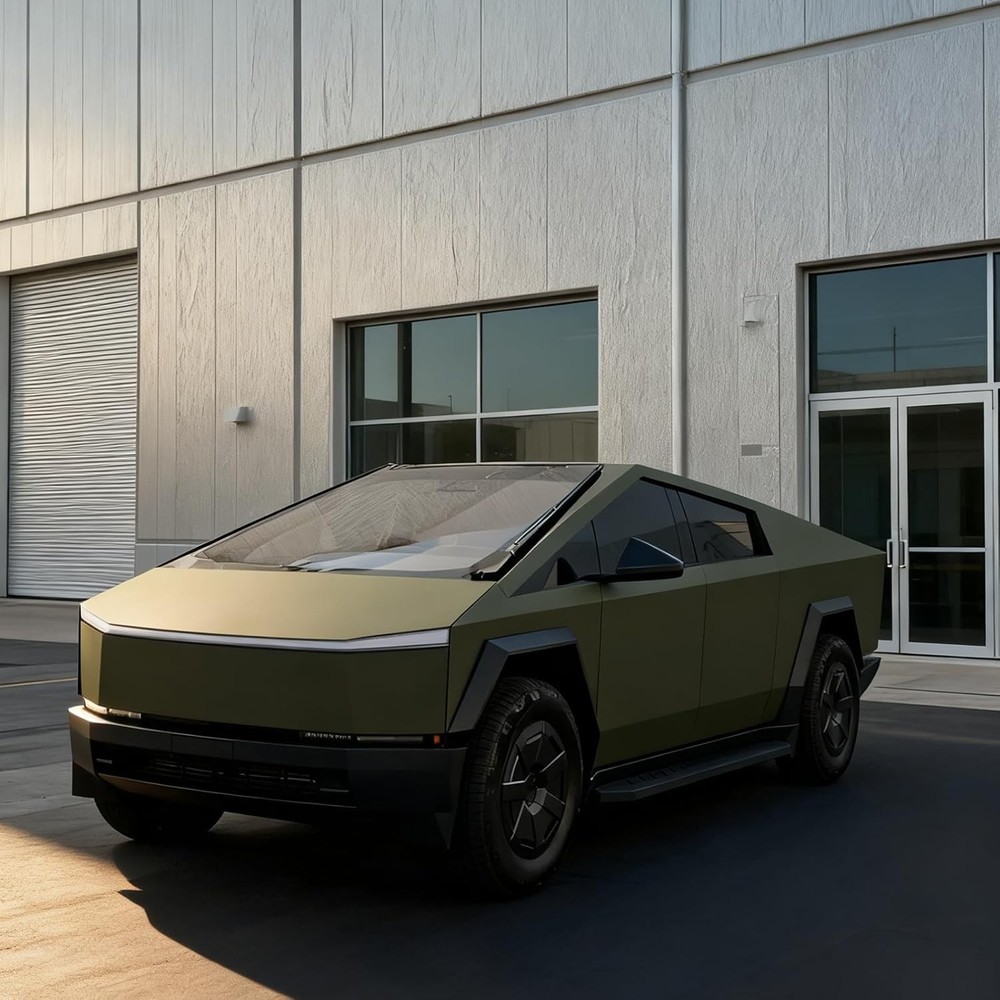 Matte Military Green Cybertruck Full Body PPF PreCut Kit Color Change Film Wrap