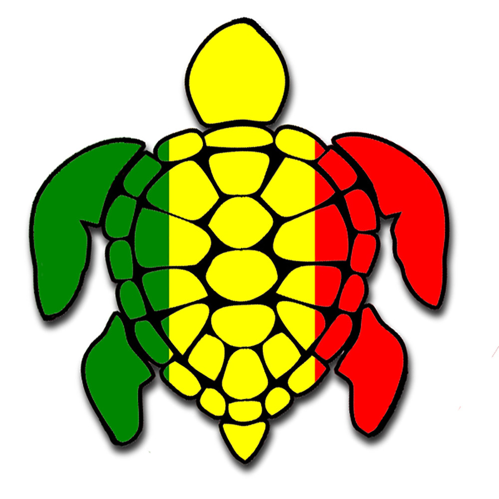 Sea Turtle Rasta Irie Reggae Design Red Yellow Green Hawaii Turtle Sticker