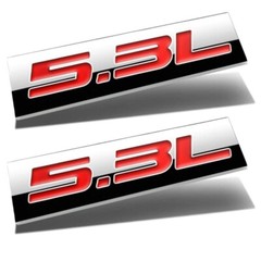 2Pcs 3D POLISHED Chrome Red 5.3L Letter Emblem Trunk Lid Sport Decal Badge 5.3L