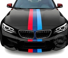 Tricolor Racing Stripes Sticker For Bmw Car Hood Roof Rear Graphics Vinyl Decals