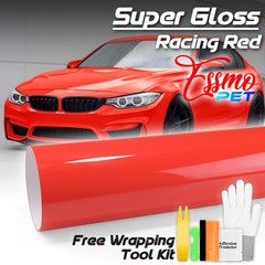 ESSMO PET Super Gloss Racing Red Car Vehicle Vinyl Wrap Decal Glossy Sticker