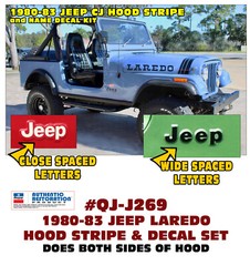 SP – J269 1980 1981 1982 1983 – JEEP CJ LAREDO DECAL NAME STRIPE – LICENSED