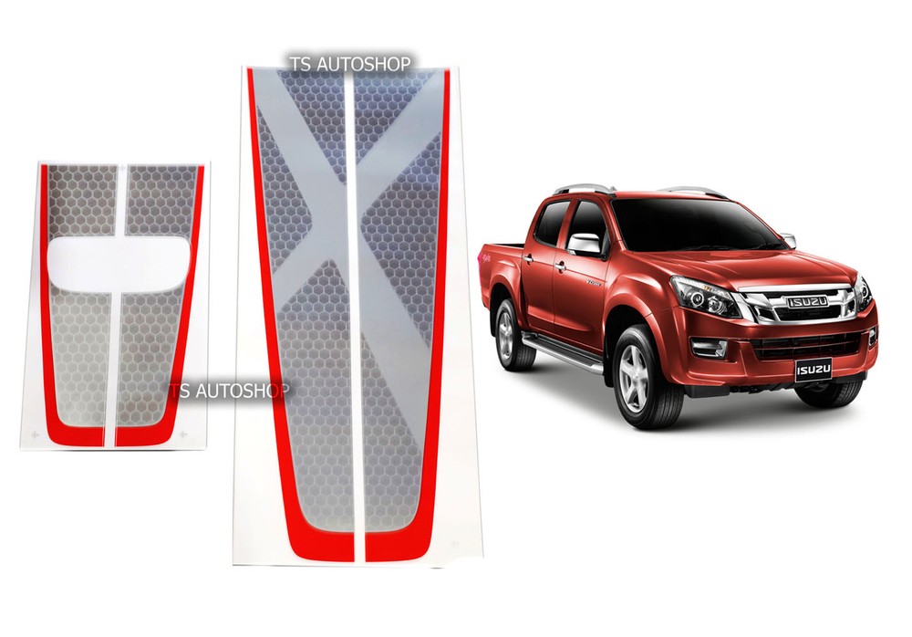 SILVER RED STICKER X-SERIES FRONT REAR TAILGATE FOR ISUZU D-MAX DMAX 2013-2016