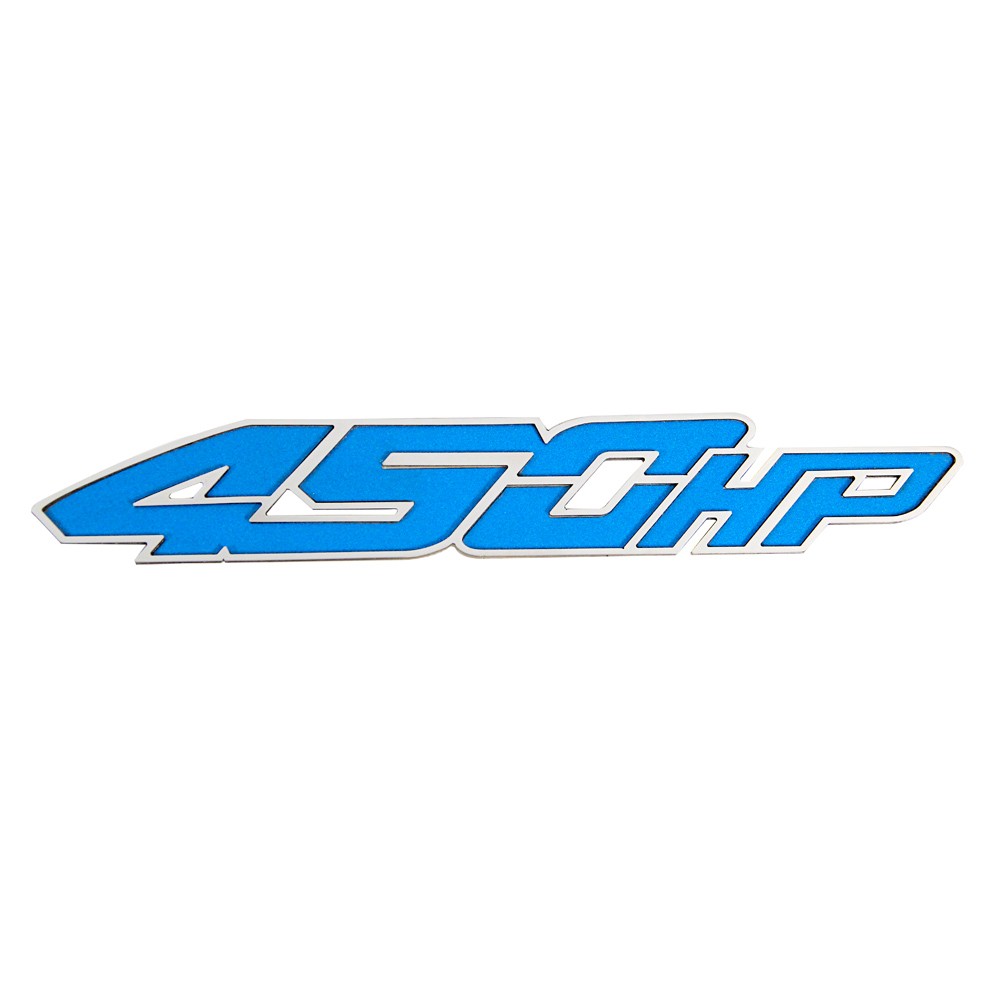 American Car Craft Badge Deluxe 450HP Stainless Steel With Steel Blue Vinyl I…