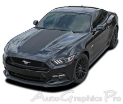 MEGA HOOD Center Stripes Pony Style Decals GT 3M Vinyl 2015-2017 Ford Mustang