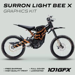 Surron Light Bee X Graphics Kit FOX RACE LINE Black Orange Decals Stickers