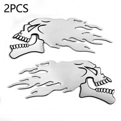 Motorbike Bike Fuel Tank Tribal Skull Flames Sticker Decals 2X 14cmx 6cm L/R