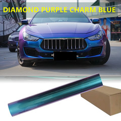 5FTx50FT PET Chameleon Diamond Purple Blue Vinyl Wrap Full Roll Gloss Shift