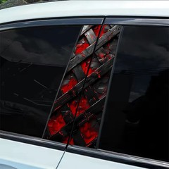 2 Pieces B-pillar Car Stickers Red Black Web Protective Film for All Vehicle