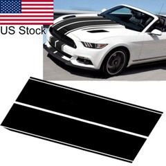 78.7” Black Hood Roof Rally Racing Stripe Decal Vinyl Sticker For Ford Mustang