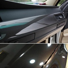 12″x60″ 5D Ultra Shiny Glossy Black Carbon Fiber Vinyl Wrap Sticker Decal Roll
