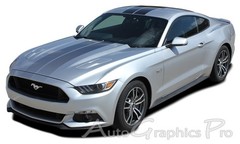 2015-2017 Ford Mustang DIGITAL FADED RALLY STRIPE Black Hood Vinyl Decal Graphic