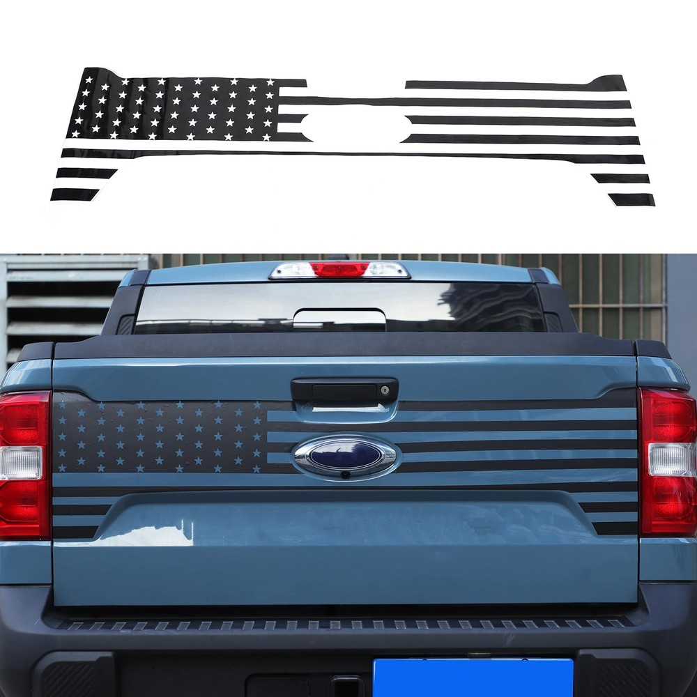 Trunk Tailgate US Flag Vinly Decals Cover Trim Compatible with Ford Black