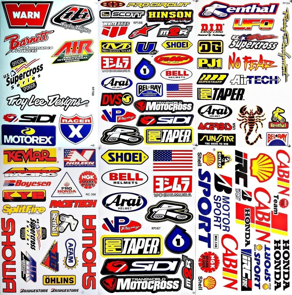 Dirt Bike Motorcycles Supercross Motocross Atv Lot 6 Vinyl Decals Stickers D6015