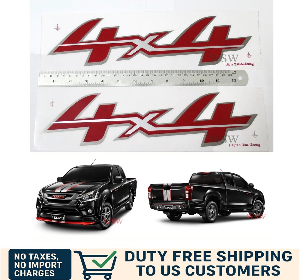 4×4 SILVER RED GREY STICKER DECAL FOR ISUZU D-MAX DMAX 2016 – 2017 PICKUP UTE 16