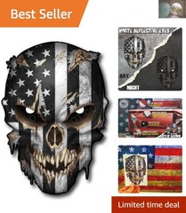 Eye-Catching Reflective Skull Vinyl Decal with American Flag Design – 6.5 Inch