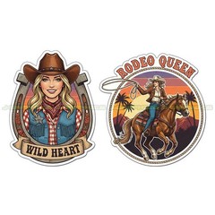 Cowgirl Vinyl Decal Sticker Country Western Southern boots 2 pack D