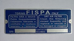 Data Plate Fispa Luftfilter Schild Maserati Alfa Fiat lancia Ferrari air s57