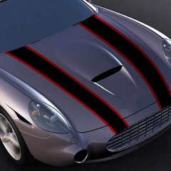2PCS Front Car Hood Stripe Sticker Auto Body Sport Racing Black Red