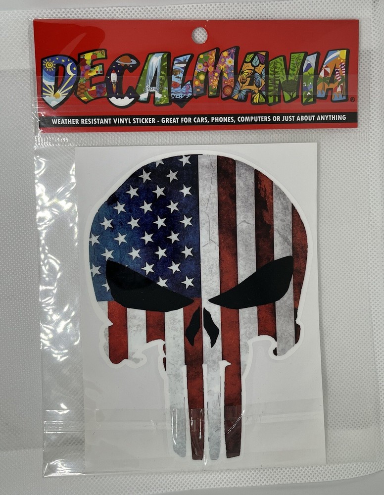 Punisher Skull Decal American Flag Sticker Truck Car Military Army Vinyl