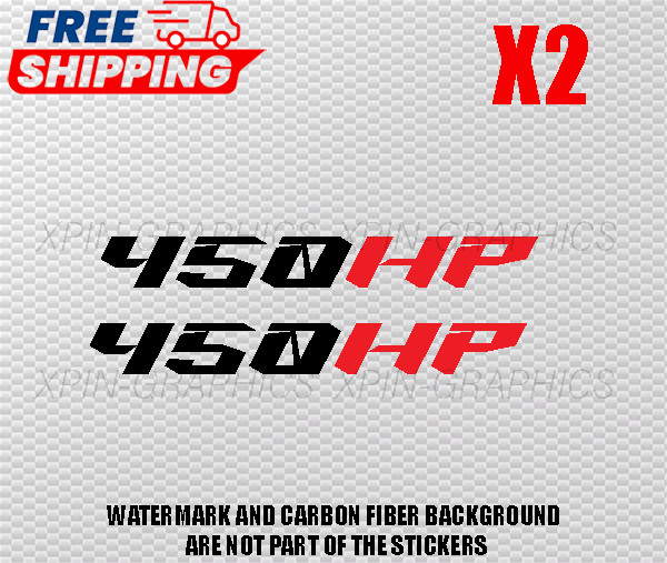 450 HP / HORSEPOWER VINYL DECAL STICKER 2 COLOR STICKER GLOSS BLACK/RED