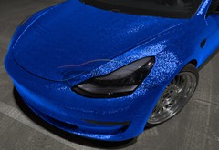 PET Damascus Steel Forged Carbon Fiber Royal Blue Car Vinyl Wrap Decal Sticker