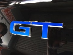Ford Mustang GT Rear Emblem Reflective Blue Vinyl Overlay