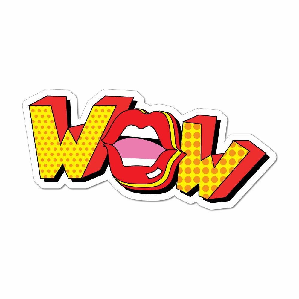Wow Typography Pop Art Retro Vintage Mouth Car Sticker Decal