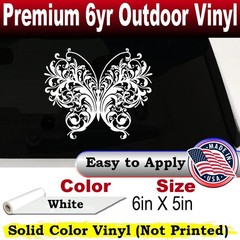 Swirl Butterfly Car or Truck Window Laptop Decal Sticker White 6X5