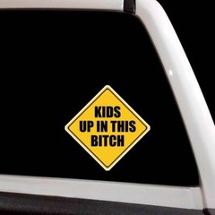 Kids Up In This Bitch Sticker Funny Car Truck Mom Humor Family Caravan Decal USA