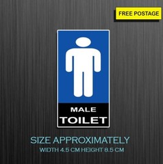 2X Male Toilet Sign, Vinyl Waterproof Sticker Size Approx W 4.5cm H 8.5cm