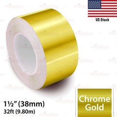 1-1/2″ Vinyl Pinstriping Pin Stripe Styling Tape Decal Sticker 38mm CHROME GOLD