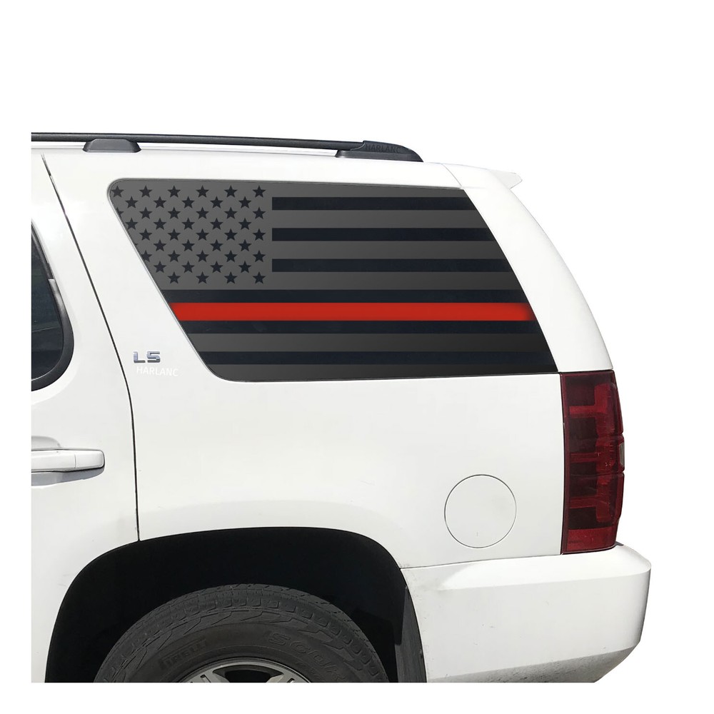 USA Flag w/ Red line Decals for Chevy Tahoe window 2007-2014 CT3-QR7.R