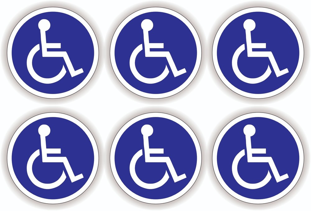 6-pcs Mini 1×1 inch Round Handicap Symbol Stickers Decals Handicapped Wheelchair