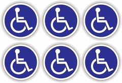 6-pcs Mini 1×1 inch Round Handicap Symbol Stickers Decals Handicapped Wheelchair