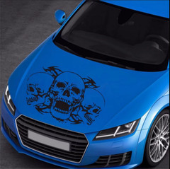 Car Hood Body Side Stickers Custom Triple Skull Graphics Vinyl Decal Waterproof