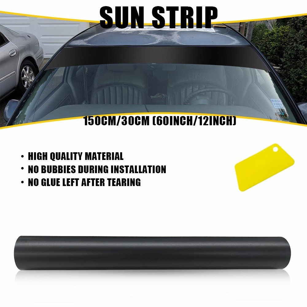 60×12″ Sun Visor Vinyl Decal Strip Matte Black Banner Blank Windshield Sticker