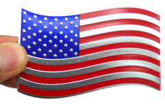 ALUMINUM US American Flag Decal Sticker Car, Motorcycle, Patriotic WAVY