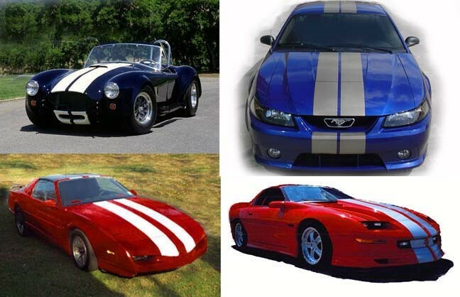 8″ Vinyl Rally Racing Stripes – 30′ long – Black, White, M-Black, Silver, Pink