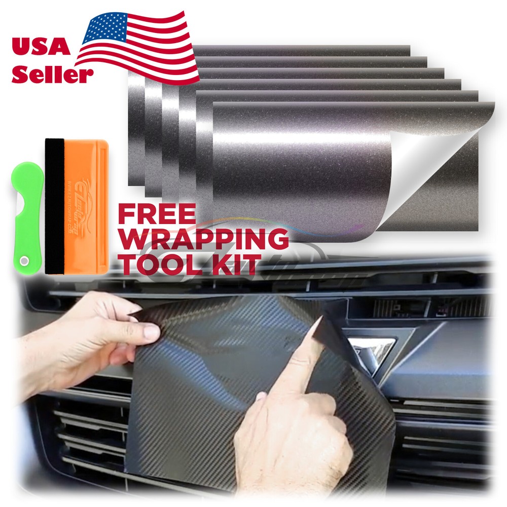 PET Pearl Metallic Vinyl Wrap For GMC Bowtie Emblem Overlay Film Decal Sticker