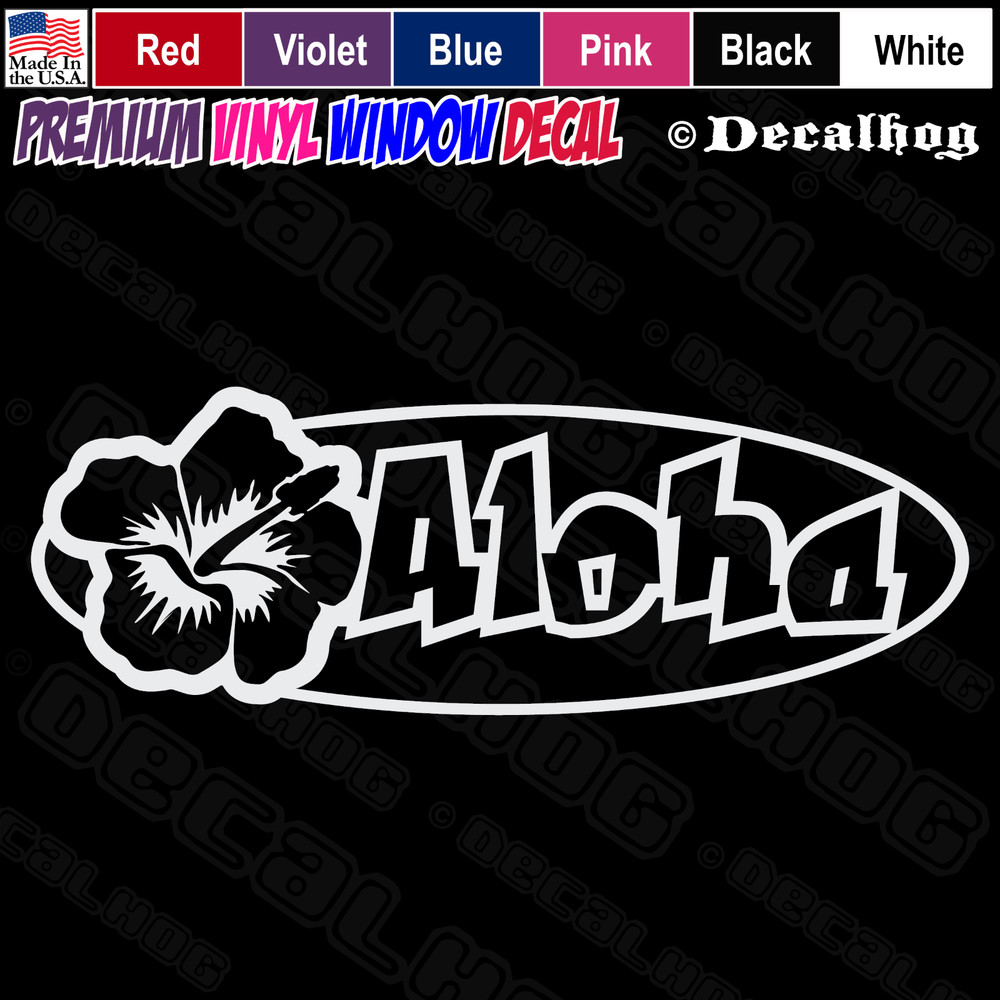 Aloha Hibiscus Flower Hawaii Welcome Car Truck Window Wall Vinyl Decal Sticker.