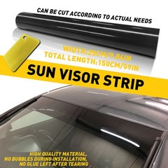 1-10 10″x60″ Black Sun Visor Strip Vinyl Front Windshield Decal Banner W/Scraper