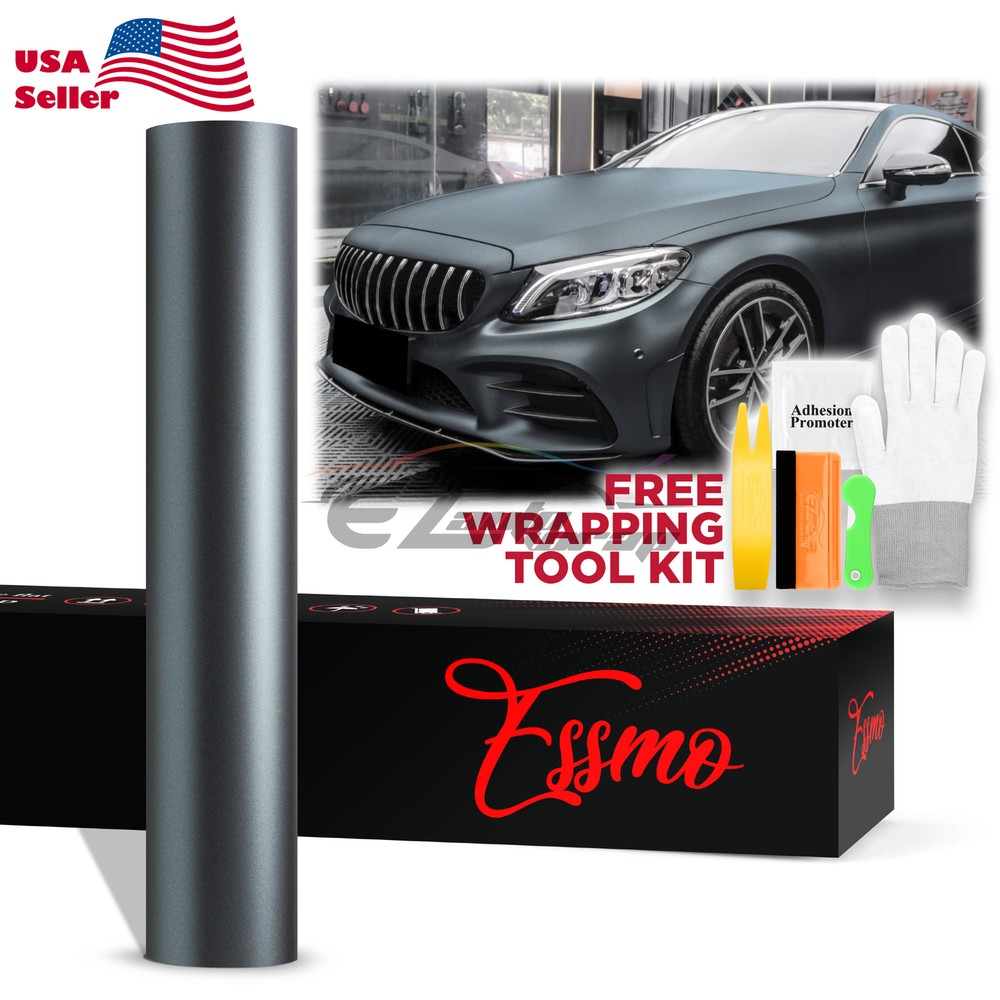 ESSMO PET Matte Metallic Ghost Gray Blue Car Vehicle Vinyl Wrap Decal Sticker